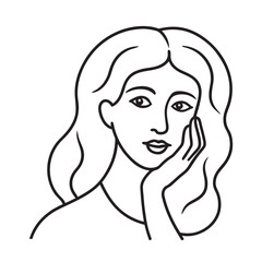 Emotional Woman Face One Line Silhouette