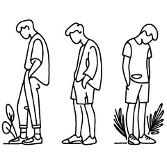 Sketches of Stylish Young People Minimalist Line Art. Illustrations of children, doodle art.