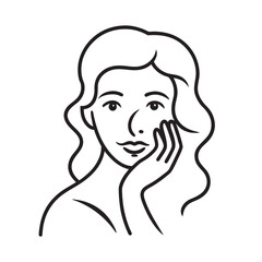 Hand Touching Face Line Drawing Silhouette