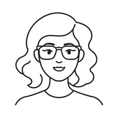 Intellectual Woman One Line Drawing Silhouette