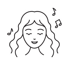 Musical Themed Woman Line Drawing Silhouette