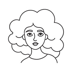 Woman Face With Cloud Hair Silhouette