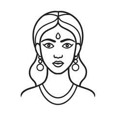 Woman Face With Jewelry Sketch Silhouette
