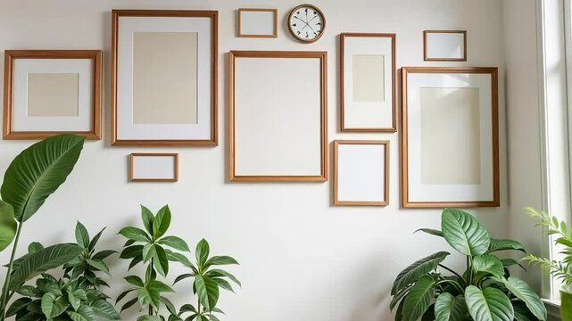 Dynamic interior design mockups with lush green plants for modern home decor promotion