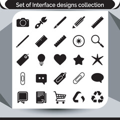 Diverse Interface Designs Collection of Essential Icons Black and White Theme for Modern User Experience and Application Development