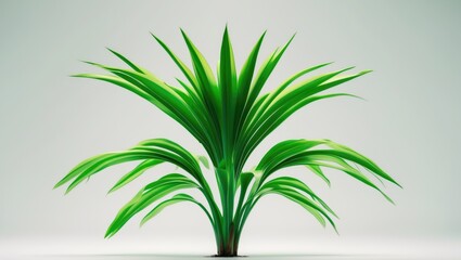 Lush green plant with pointed leaves against a plain background.