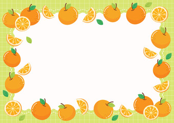cute tangerine fruit party frame 2