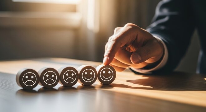 Business hand selecting positive feedback