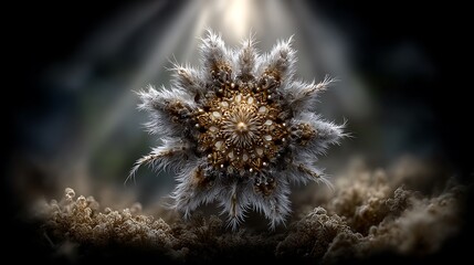 Intricate radial mandala-style geometry made entirely of overlapping geometric segments in earthy neutral tones