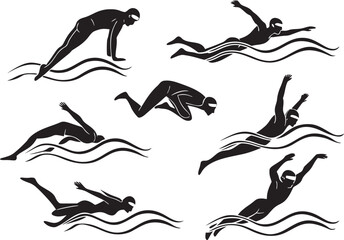 Fototapeta premium Swimming Silhouette Vector | Black Swim Icon | Minimalist Sports Graphics