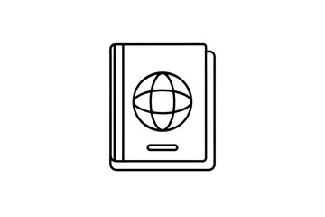 biometric passport outline icon for identity verification process