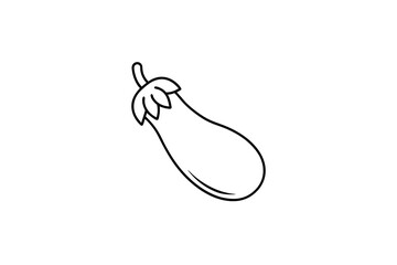 eggplant outline icon with leafy top for vegetable and cooking