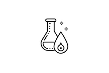 chemical beaker icon with droplet showing laboratory experiment
