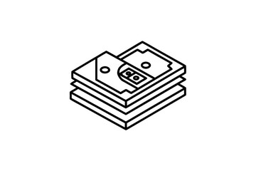 stack of money notes with financial currency and cash icon