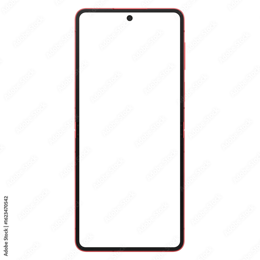 Wall mural similar to android device coralred smartphone mockup template without background and with white scre