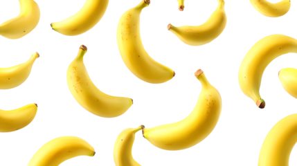 Flying baby bananas isolated on a white background
