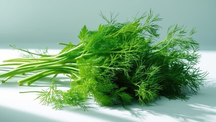 Fototapeta premium Fresh herbs with green leafy herbs and stems, suitable for cooking and garnish. Concepts of freshness, herbs, and natural ingredients. The idea of fresh herbs and culinary use
