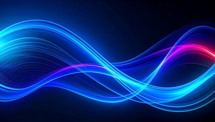 Obraz premium Abstract Blue and Pink Glowing Waves Digital Art