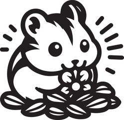 Cute hamster enjoying sunflower seeds in bowl creates a heartwarming and playful design element