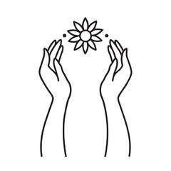 Hands Raising Flower Crown Silhouette Artwork