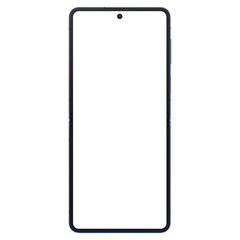Blue shadow flip smartphone similar to android device without screen and background. Only frames. Template for mockup or advertisment