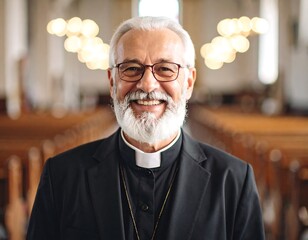 Priest smiling in church (1)