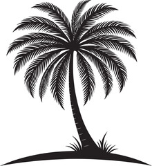 Palm Tree Silhouette Vector | Tropical Beach Tree Clipart | Minimalist Black Design
