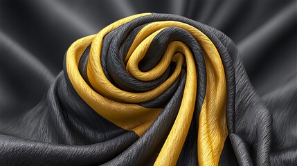 Jet black background with glowing gold lines forming abstract royal banners, embedded with subtle silk ripple effects