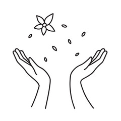 Flower Petals Falling Hand Silhouette
