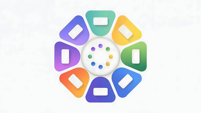 Dynamic loading wheel with vibrant triangles and a modern design, perfect for tech companies, app developers, and innovative branding materials