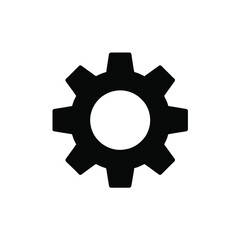 Simple black gear cog silhouette for mechanical concepts