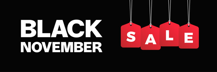 Black November Design &ndash; SALE Tags in Red on Black