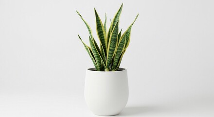 AI-generated illustration of a snake plant in a white pot against a plain background