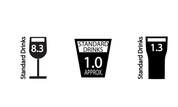 Standard Drinks Alchohol Units Label ,unit of measurement for alcohol consumption, Australian alcoholic beverages