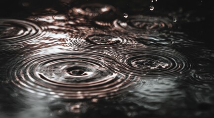 Ripples in a puddle after rain.  Dark, moody water
