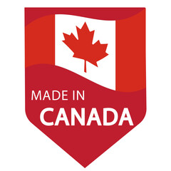made in Canada emblem, Canadian product icon suitable for commerce business. badge, seal, sticker, logo, symbol in colored and black Variants. Isolated vector illustration