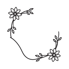 left aligned floral border silhouette line art decorative