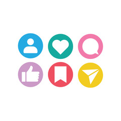 Vector illustration of digital social media icons in colourful colour suitable for user interface in mobile application development and website