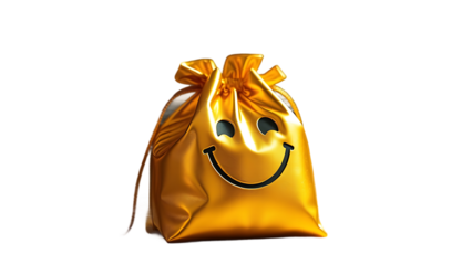 Smiley golden bag 3d gold