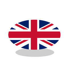 Obraz premium Flag of UK round icon or badge. United Kingdom and Great Britain circle button. British national symbol. Vector illustration.