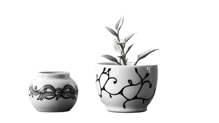 Plant pottery black white art porcelain decoration