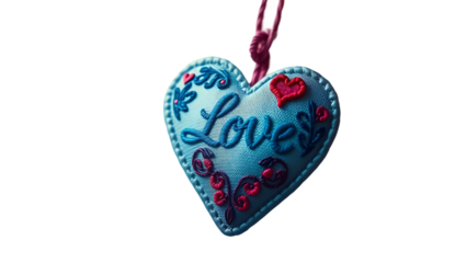Heart embroidery blue love valentines