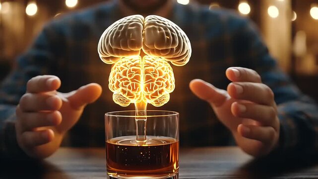 Alcohol's Impact on Cognitive Function: An artistic representation of brain effects