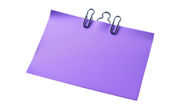 Blank purple note paper with clip