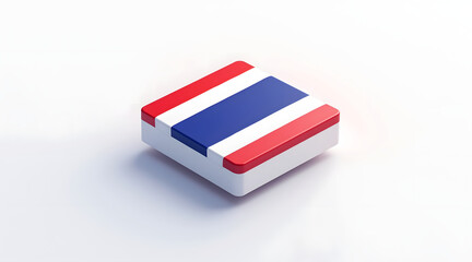 Thailand flag isometric 3D square red white blue isolated icon symbol national country patriotic design illustration graphic modern colorful