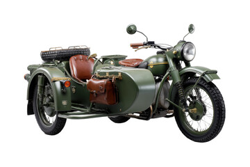 Obraz premium Open road adventure vintage sidecar motorcycle experience isolated on transparent background, png