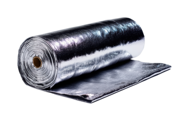 Reflective insulation roll for energy efficiency home improvement isolated on transparent background, png