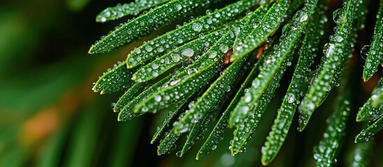 Dew Drops on Pine Needles