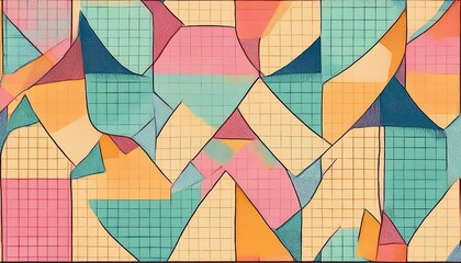 pastel comic checkered background retro funky pattern with hand draw squers print