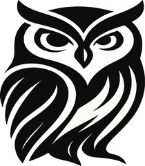 Stylized Owl Silhouette &ndash; Bold Black and White Vector Illustration

